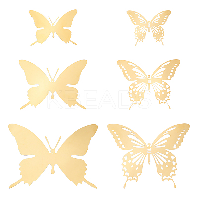 12Pcs 6 Style Stainless Steel Butterfly Wall  Decoration Pendants STAS-UN0036-52G-1