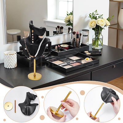 Resin Side Body Model Bust Shaped Jewelry Earrings Display Stands with Metal Base AJEW-WH0695-229A-1