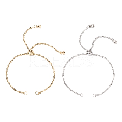 2Pcs 2 Colors 304 Stainless Steel Singapore Chain Bracelet Slider Making AJEW-JB01344-1