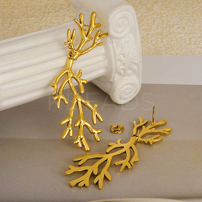 304 Stainless Steel Hip-hop Branch Stud Earrings CQ4800-2-1
