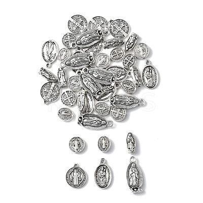 60Pcs 6 Style Tibetan Style Alloy Beads and Pendants TIBEB-TZ0001-01AS-1