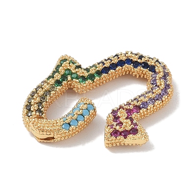 Rack Plating Brass Micro Pave Cubic Zirconia Twister Clasps KK-NH0002-07G-02-1