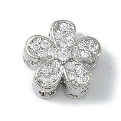 Rack Plating Brass Micro Pave Clear Cubic Zirconia Beads KK-A220-11B-P-1