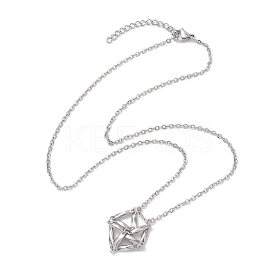 Crystal Stone Cage Pendant Necklaces NJEW-JN04757-01-1