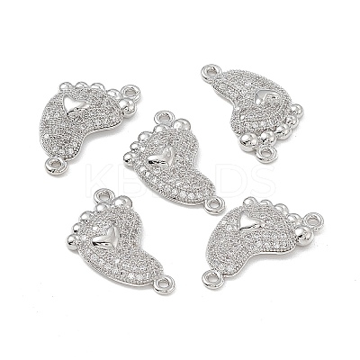 Brass Micro Pave Clear Cubic Zirconia Connector Charms KK-E068-VB032-1