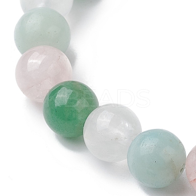 8mm Round Natural Rose Quartz & Amazonite & Green Aventurine & Quartz Crystal Beaded Stretch Bracelets for Women X-BJEW-JB10625-02-1