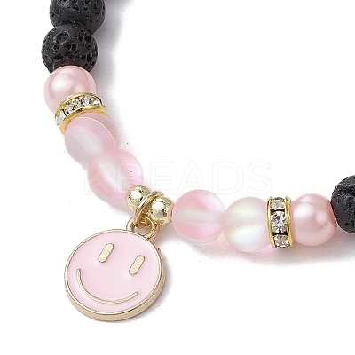 8Pcs 8 Colors Natural Lava Rock & Synthetic Moonstone Beads Stretch Bracelets BJEW-JB11566-1