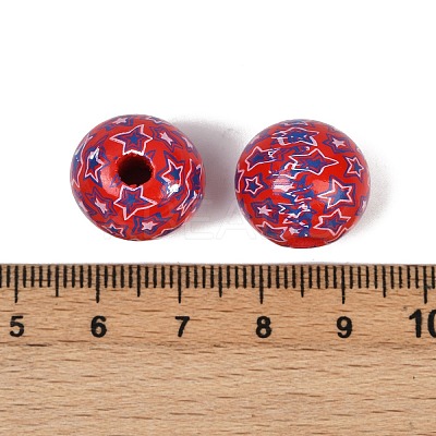 Independence Day Theme Wood European Beads WOOD-Z005-01A-01-1