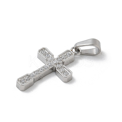 304 Stainless Steel Micro Pave Cubic Zirconia Pendants STAS-Z107-08P-18-1