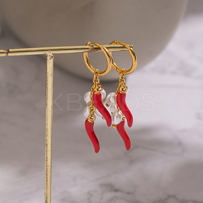 Hot Pepper 304 Stainless Steel Hoop Earrings LS-CA2764-1