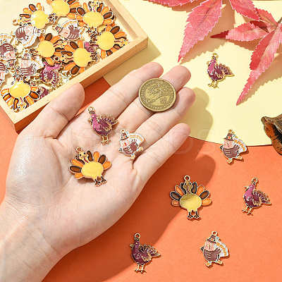 30Pcs 3 Styles Thanksgiving Day Theme Alloy Enamel Pendants ENAM-SC0006-84-1