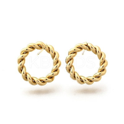 Ion Plating(IP) 304 Stainless Steel Twist Rope Ring Stud Earrings for Woman X-EJEW-N097-006LG-1