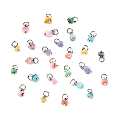 Dyed Natural Freshwater Shell Nuggets Charms PALLOY-JF04375-02-1