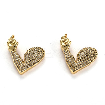 Brass Micro Pave Clear Cubic Zirconia Pendants ZIRC-L100-014G-1
