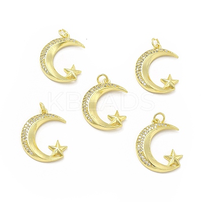 Brass Micro Pave Cubic Zirconia Pendants KK-E068-VB109-1