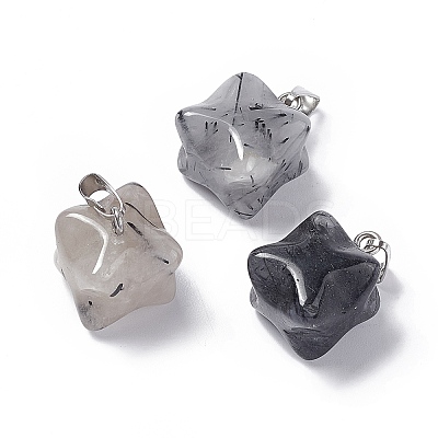 Natural Black Rutilated Quartz Pendants G-C002-02B-1