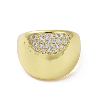 Brass Micro Pave Clear Cubic Zirconia Open Cuff Ring for Women RJEW-M165-03A-G-1