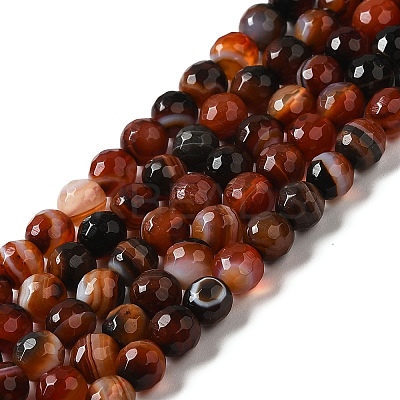 Natural Striped Agate/Banded Agate Beads Strands G-A246-8mm-12-1