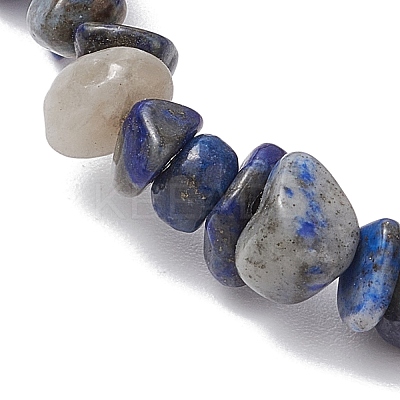 Natural Lapis Lazuli Chip Beaded Stretch Bracelets BJEW-JB11133-11-1