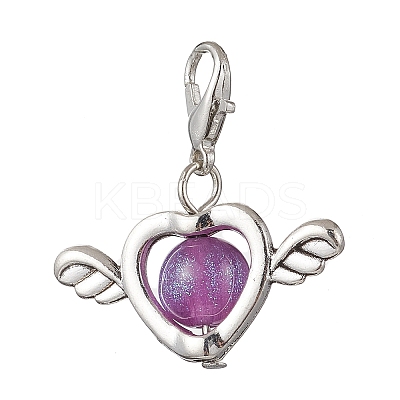 6Pcs 6 Colors Resin Imitation Cat Eye & Alloy Pendant Decorations HJEW-JM03885-1