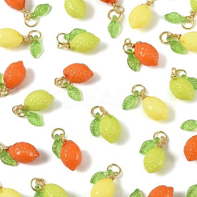 36Pcs 3 Colors Lemon Acrylic Pendants PALLOY-FS00059-01-1