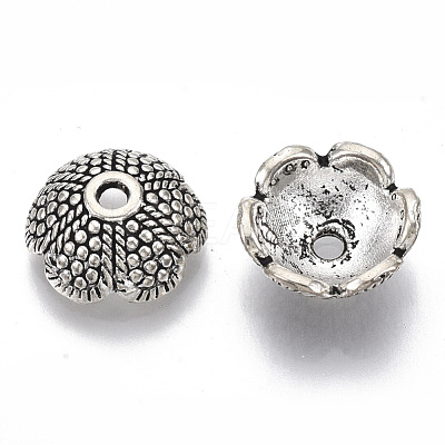 6-Petal Tibetan Style Alloy Bead Caps TIBE-S320-137AS-LF-1