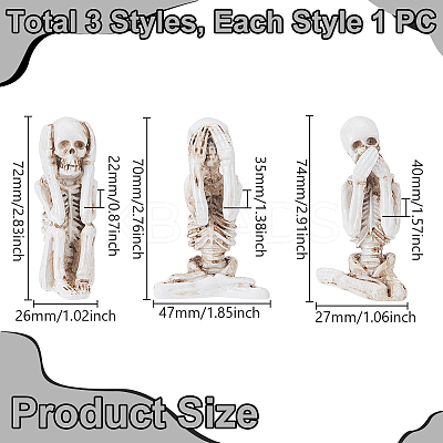 3Pcs 3 Styles Resin Skeleton Home Display Decorations DJEW-WH0103-007-1