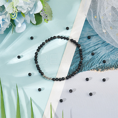 2 Strands Natural Black Onyx Beads Strands G-GO0001-15B-1