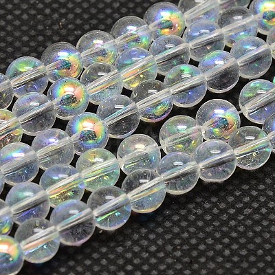 Imitate Austrian Crystal Electroplate Glass Round Bead Strands LS-GLAA-F030-6mm-B01-1
