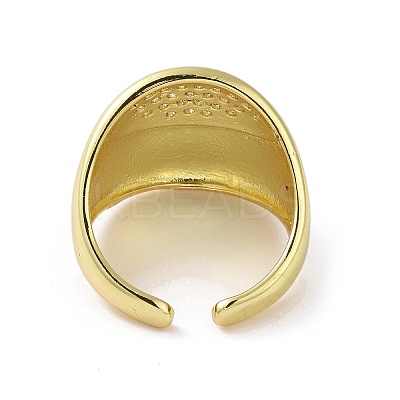 Brass Micro Pave Clear Cubic Zirconia Open Cuff Ring for Women RJEW-M165-03A-G-1