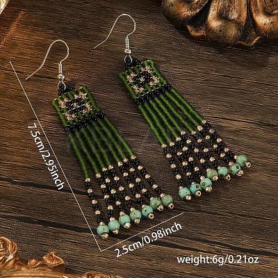 Handmade Bohemian Glass Seed Bead Beaded Chandelier Earrings DO8227-1