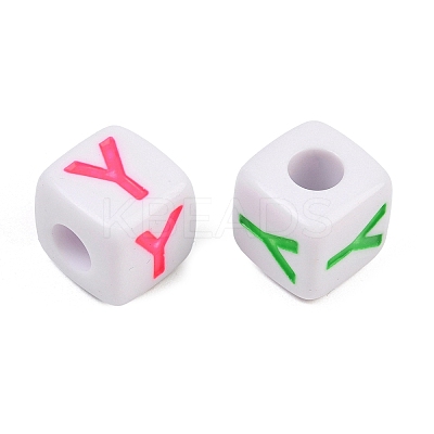 Opaque Acrylic Enamel European Beads AC-ACBA1794-04Y-1