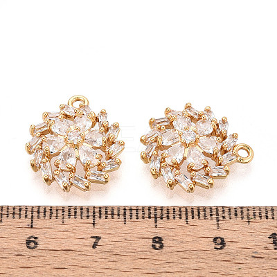 Brass Pave Clear Cubic Zirconia Pendants KK-T077-34G-1