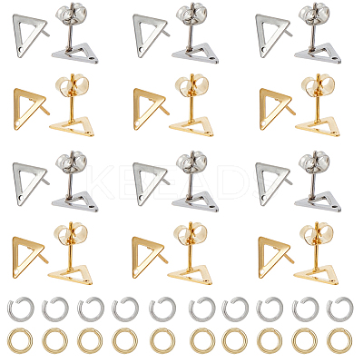 80Pcs 2 Colors 201 Stainless Steel Stud Earring Findings with Hole DIY-SC0023-55-1