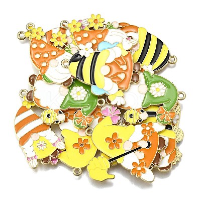 12Pcs 6 Styles Bees Theme Alloy Enamel Pandants FIND-FP0002-92-1