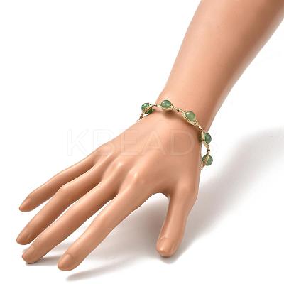 Natural Green Aventurine Beaded Bracelets for Men Women BJEW-TA00012-02-1