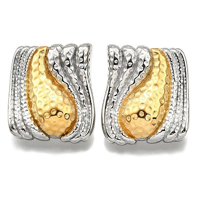 304 Stainless Steel Two-tone Stud Earrings for Women EJEW-R023-01GP-02-1