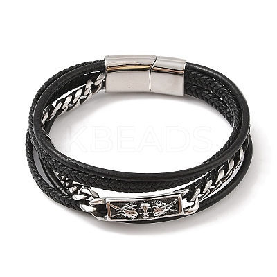 Braided Microfiber Leather Multi-strand Bracelets BJEW-B096-08B-1