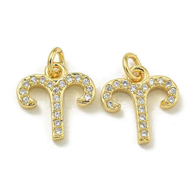 Rack Plating Brass Micro Pave Cubic Zirconia Pendants KK-K386-02G-G-1