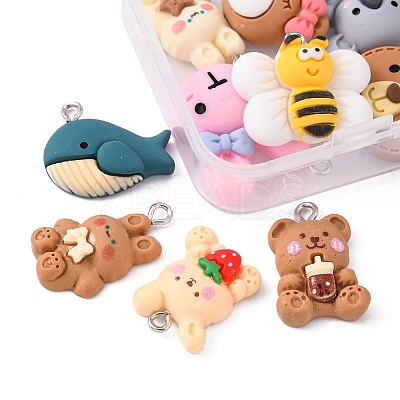 10Pcs 10 Style Animal Resin Pendants RESI-YW0001-21-1