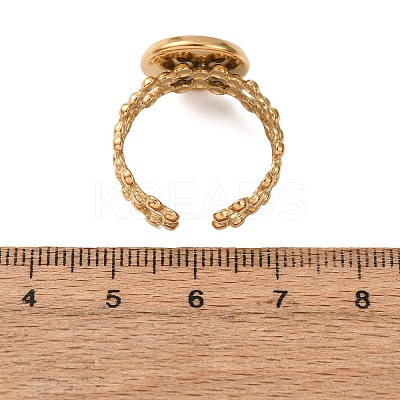 Hollow Flower 304 Stainless Steel Cuff Ring Components STAS-P454-03C-G-1