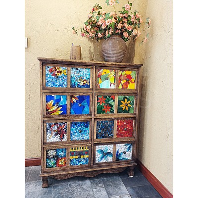 Mosaic Tiles Glass Cabochons X-DIY-P045-01-1