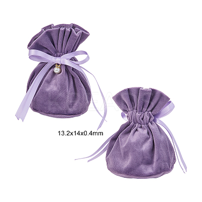 Velvet Jewelry Bags with Drawstring & Plastic Imitation Pearl TP-CJC0001-03H-1