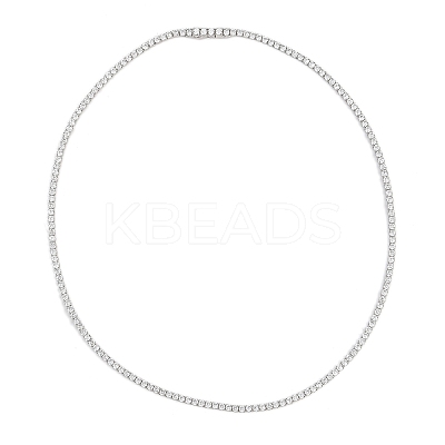925 Sterling Silver Pave Crystal Cubic Zirconia Tennis Necklaces for Women NJEW-C096-01A-P02-1