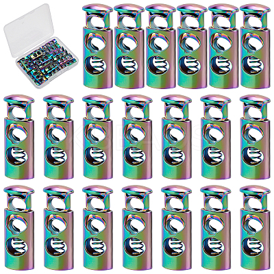20Pcs Rainbow color Alloy Cord Locks FIND-GF0002-76-1