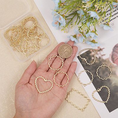 24PCS 3Style Golden Plated Alloy Pendants PALLOY-CA0002-49-1