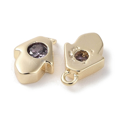 Brass Micro Pave Cubic Zirconia Charms KK-G491-27G-02-1