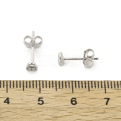 Lock 925 Sterling Silver Micro Pave Clear Cubic Zirconia Stud Earrings for Women EJEW-K307-03A-P-1
