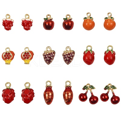 18Pcs Mixed Enamel Fruits Charms Pendant Imitation Fruit Charm Colorful Alloy Enamel Pendant for Jewelry Necklace Bracelet Earring Making Crafts JX186A-1