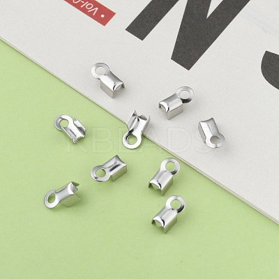 Tarnish Resistant 304 Stainless Steel Fold Over Crimp Cord Ends STAS-M009-01A-1
